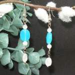 Blue Agate and Moonstone Earrings